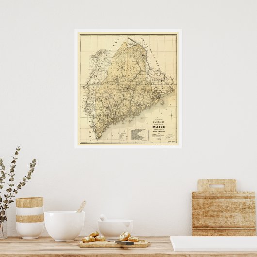 Maine Railroad Karte 1899 Poster (Küche)