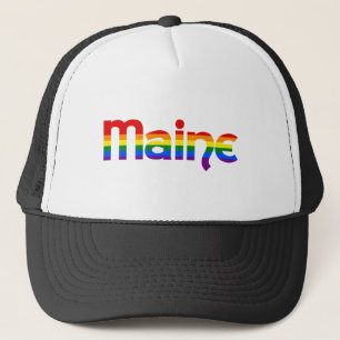Maine Rainbow-Text-Hat Truckerkappe