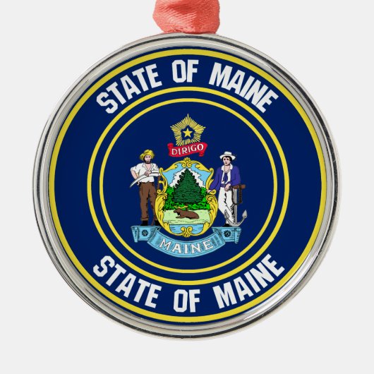 Maine Round Emblem Ornament Aus Metall (Vorne)