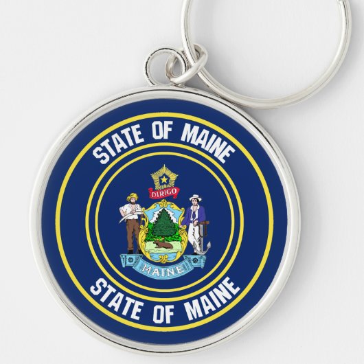Maine Round Emblem Schlüsselanhänger (Vorne)
