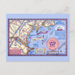 Maine - Saco Bay Karte Postkarte