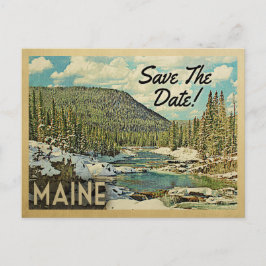 Maine Save the Date Mountains River Snow Ankündigungspostkarte