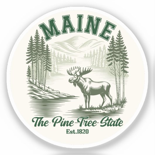 Maine Scenic Wilderness – Pine Tree State Vibes Aufkleber (Vorderseite)