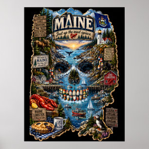Maine-Schädel-Kunstprint State of Mind Poster