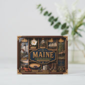 Maine Shadow Box 3D Figurine Staat Postkarte (Stehend Vorderseite)