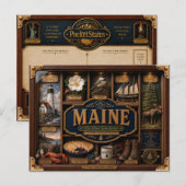 Maine Shadow Box 3D Figurine Staat Postkarte (Vorne/Hinten)