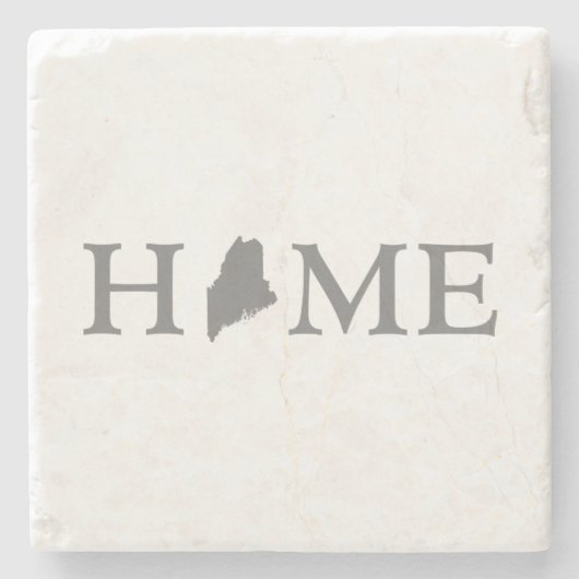 Maine Shaped Gray Letter Mainer Zuhause Staat grau Steinuntersetzer (Vorderseite)