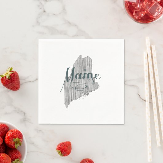 Maine Shaped Vintag Grautypografie Text Serviette (Beispiel)