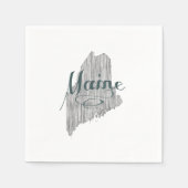 Maine Shaped Vintag Grautypografie Text Serviette (Vorderseite)