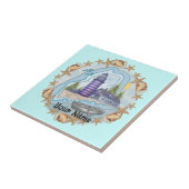 Maine Shells Leuchtturm Fliese (Seite)