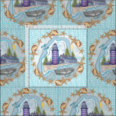 Maine Shells Leuchtturm Stoff (Kachel)
