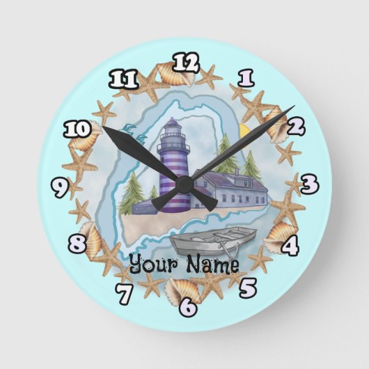 Maine Shells Leuchtturm Uhr (Vorderseite)