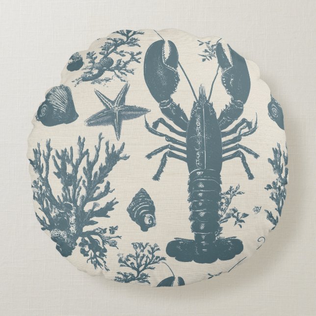Maine Shore Lobster Rundes Kissen (Vorderseite)