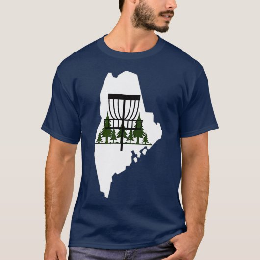 Maine Silhouette Disc Golf Basket T-Shirt (Vorderseite)