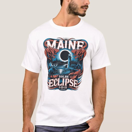 Maine Solar Eclipse 3-29-2025 "DIRIGO"-T - Shirt (Vorderseite)