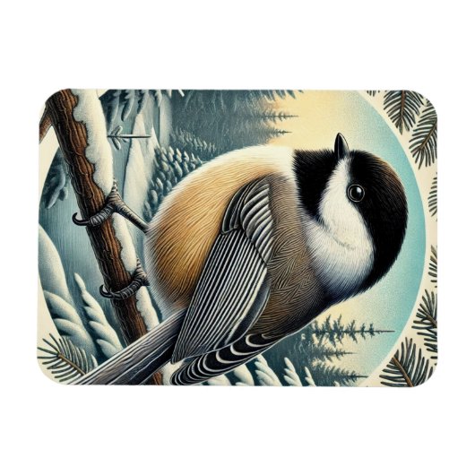 Maine Staat Bird Black Capped Chickadee Magnet (Horizontal)