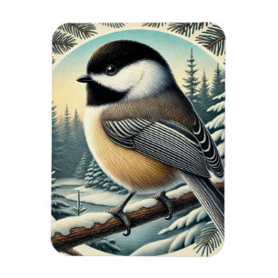 Maine Staat Bird Black Capped Chickadee Magnet