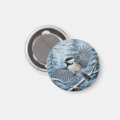 Maine Staat Bird Black Capped Chickadee Magnet (Vorderseite/Rückseite)