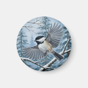 Maine Staat Bird Black Capped Chickadee Magnet