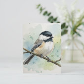 Maine Staat Bird Black Capped Chickadee Postkarte (Stehend Vorderseite)