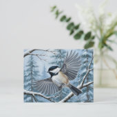 Maine Staat Bird Black Capped Chickadee Postkarte (Stehend Vorderseite)