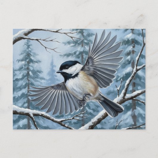 Maine Staat Bird Black Capped Chickadee Postkarte (Vorderseite)