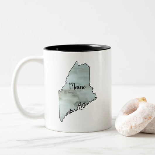 Maine Staat Illustration Zweifarbige Tasse (Mit Donut)