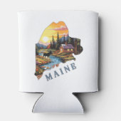 Maine Staat Kontur Cabin Moose Dosenkühler (Rückseite)