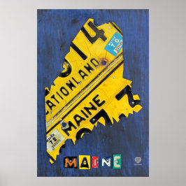 Maine Staat License Plate Karte Poster