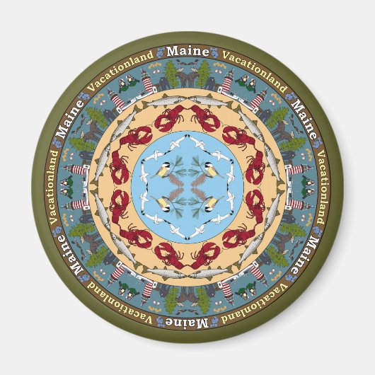 Maine Staat Mandala Magnet (Vorne)