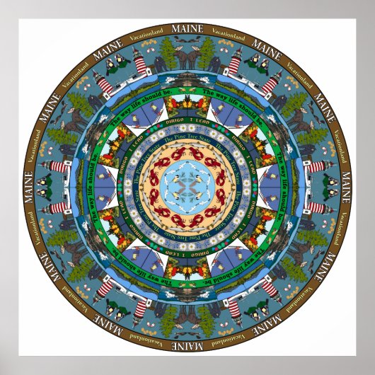 Maine Staat Mandala Poster (Vorne)