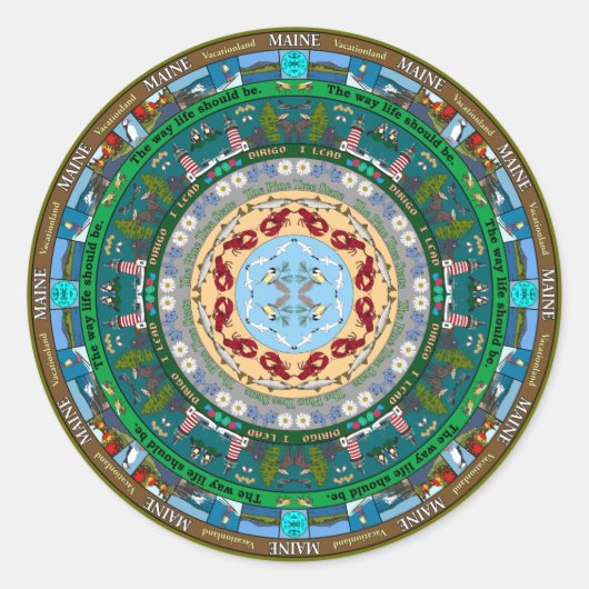Maine Staat Mandala Sticker (Vorderseite)