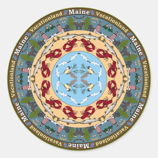 Maine Staat Mandala Sticker (Vorderseite)