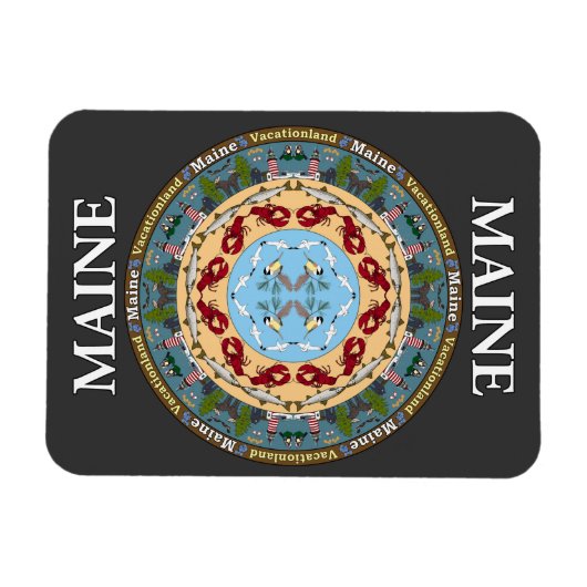 Maine Staat Mandala Vinyl Magnet (Horizontal)