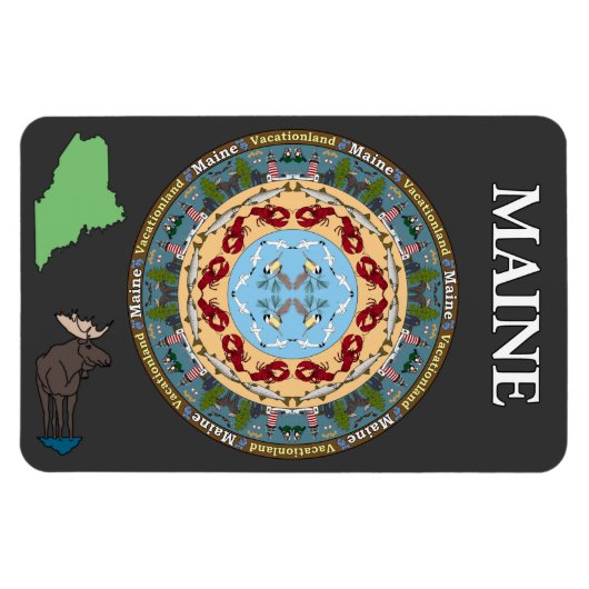 Maine Staat Mandala Vinyl Magnet (Horizontal)