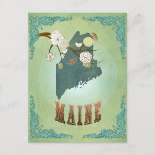 Maine Staat Map - Green Postkarte