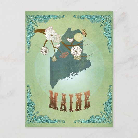 Maine Staat Map - Green Postkarte (Vorderseite)