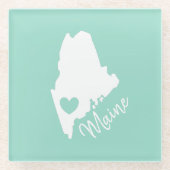 Maine Staat Map Liebe Zuhause Glasuntersetzer (Vorderseite)
