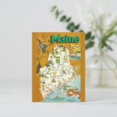 Maine Staat Map Postkarte (Stehend Vorderseite)