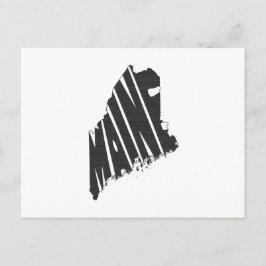 Maine Staat Name Word Art Black Postkarte