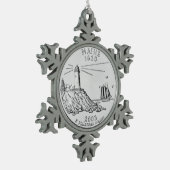 Maine Staat Quarter Schneeflocken Zinn-Ornament (Links)