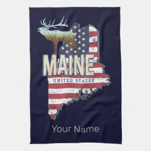Maine Staat United Staaten Map Vintag USA Souvenir Geschirrtuch