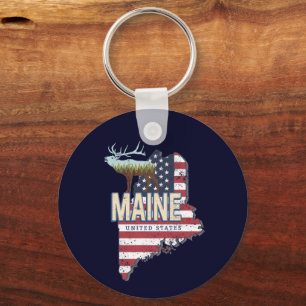 Maine Staat United Staaten Map Vintag USA Souvenir Schlüsselanhänger