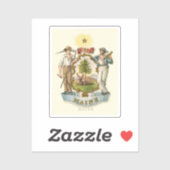 Maine Staat Wappen (Vintag 1870er Jahre) Aufkleber (Blatt)