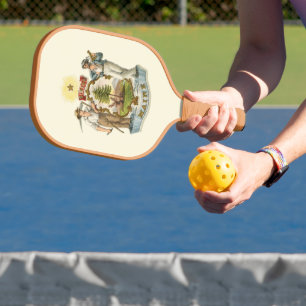 Maine Staat Wappen (Vintag 1870er Jahre) Pickleball Schläger