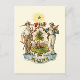 Maine Staat Wappen (Vintag 1870er Jahre) Postkarte
