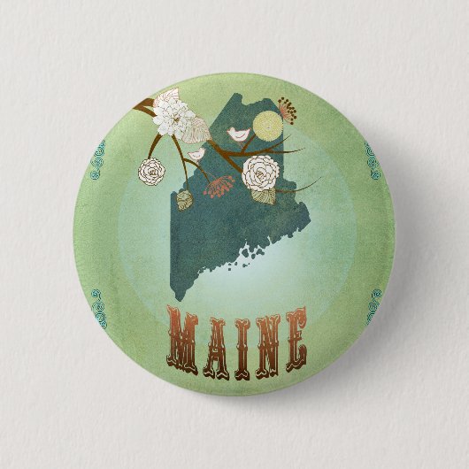 Maine-Staats-Karte - Grün Button (Vorderseite)