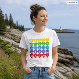 Maine-Staatsstolz Bunte Herzen T-Shirt