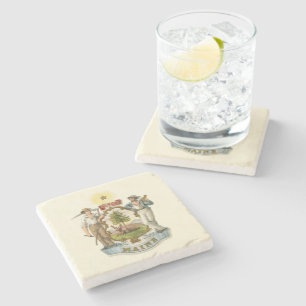 Maine Staatswappen (Vintage 1870er) Steinuntersetzer