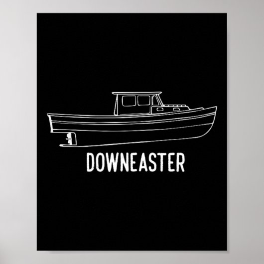 Maine State Downeaster-Hummerfischerboot-T-Shirt Poster (Vorne)